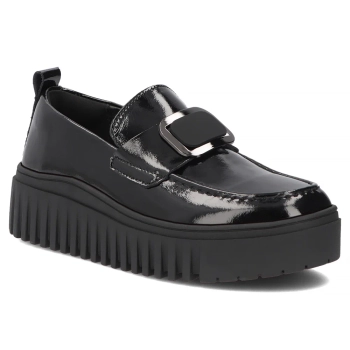 Skórzane półbuty na platformie Filippo DP8269/26 BK czarne