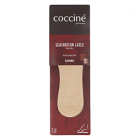 Coccine leather insert on latex foam