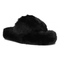 Fur slippers Filippo DK6680/24 BK black