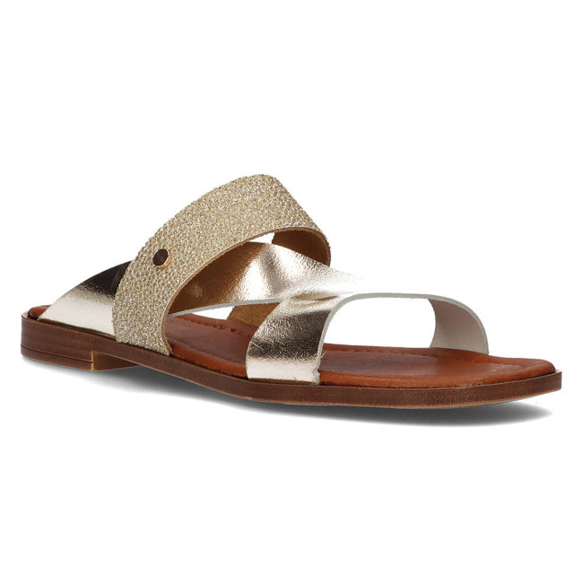 Leather flip-flops Filippo 40260 gold