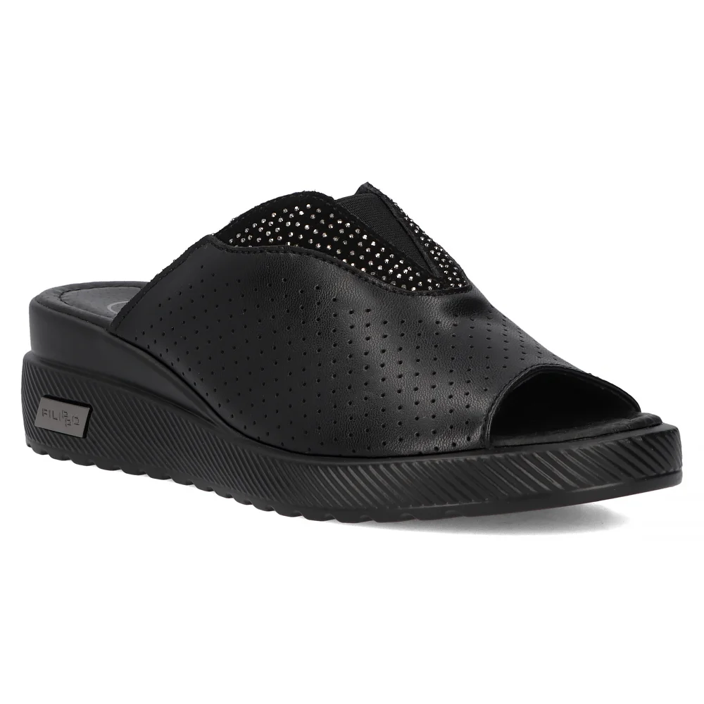 Leather flip-flops Filippo DK6146/24 BK black