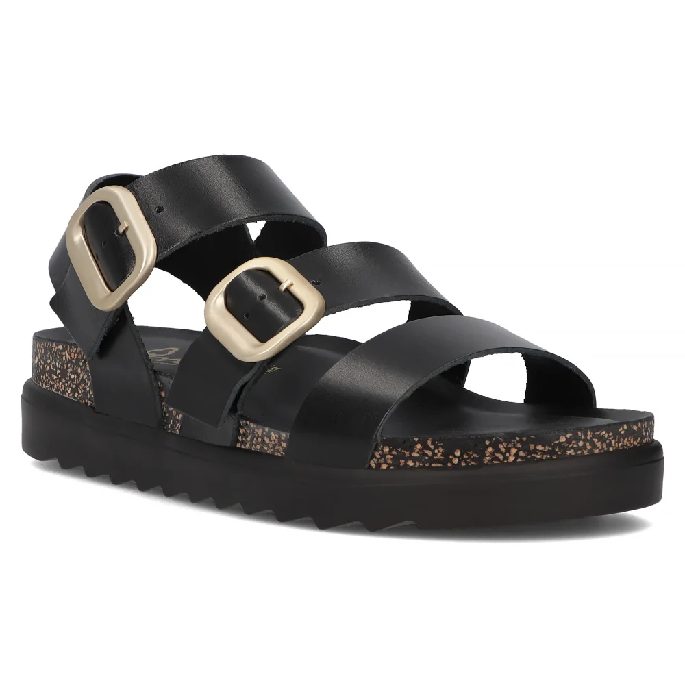 Leather sandals TUNEZ-127 NAP NEGRO black