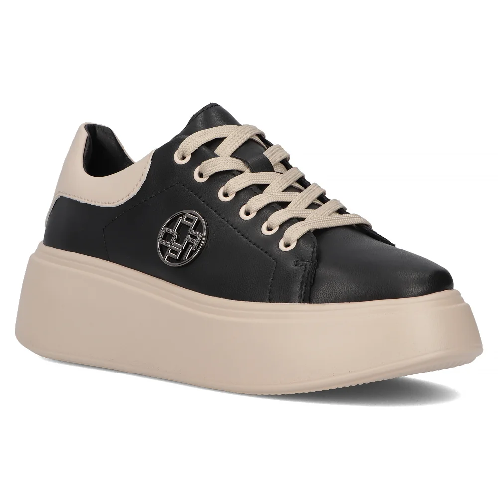 Leather sneakers Filippo DP6058/24 BK BE black-beige