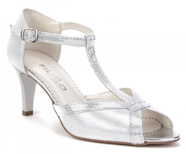 Sandals Filippo 322 silver satin + dot