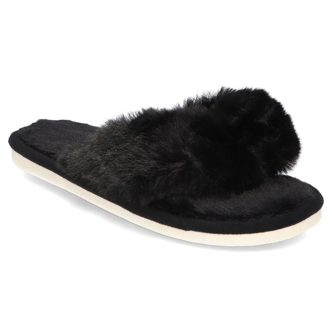 Slippers fur flip-flops black