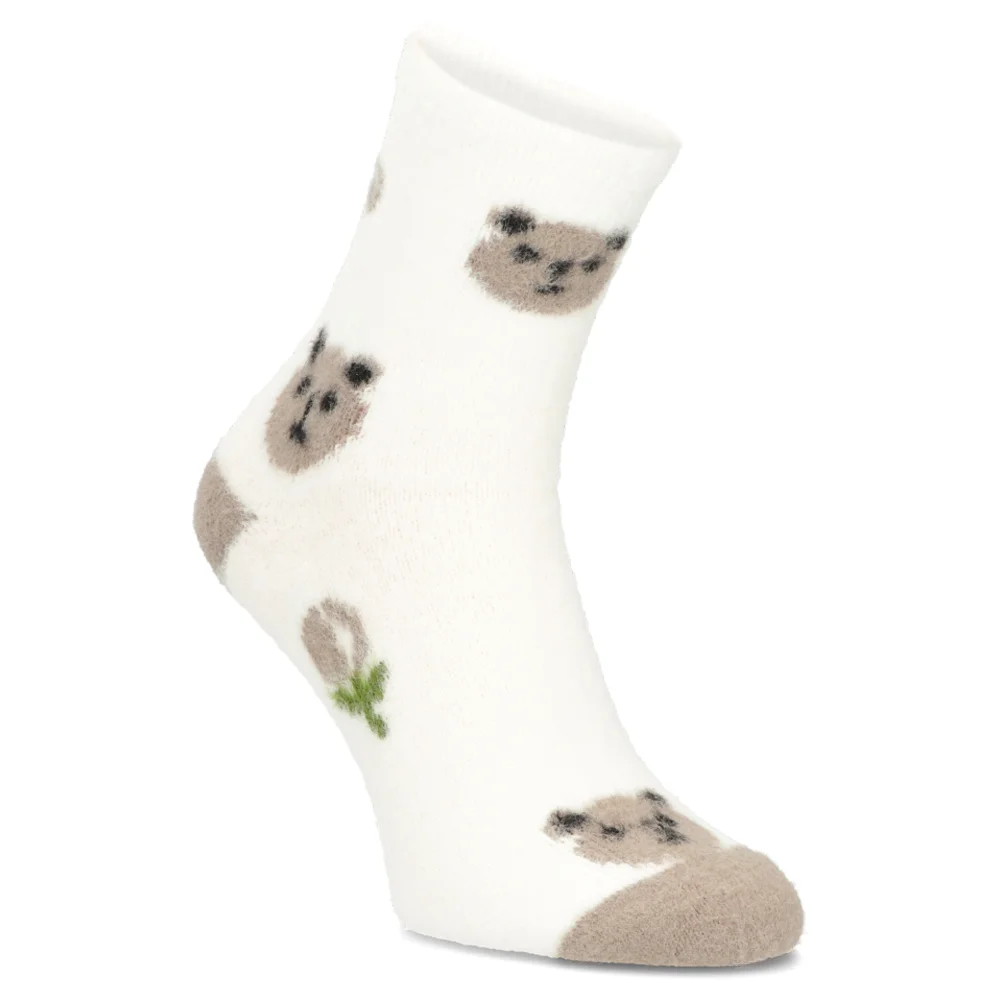 Women's Socks GNG 1307 white+ gray bears