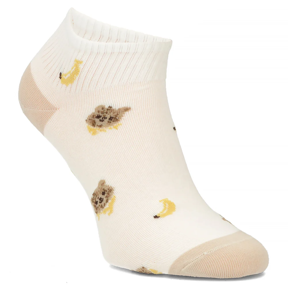 Women's Socks L604-1 white bear banana