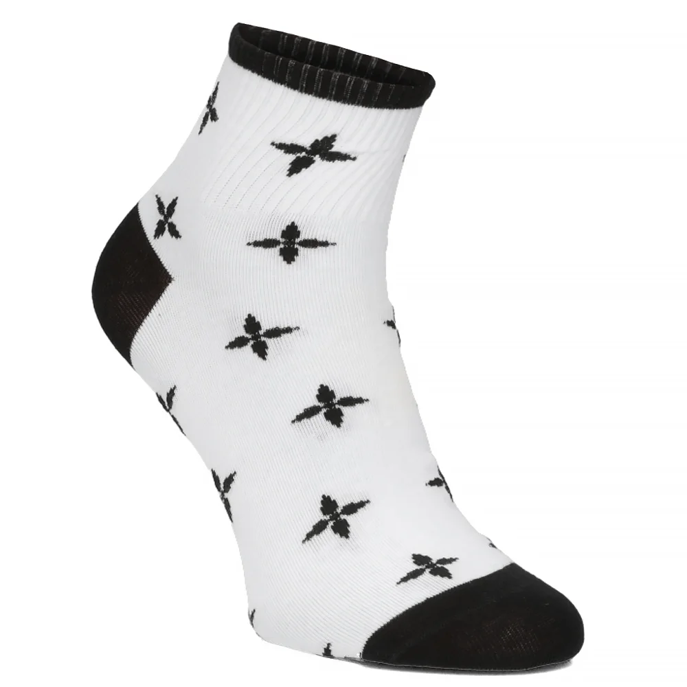 Women's Socks Oemen S019 BLK WHT flowers