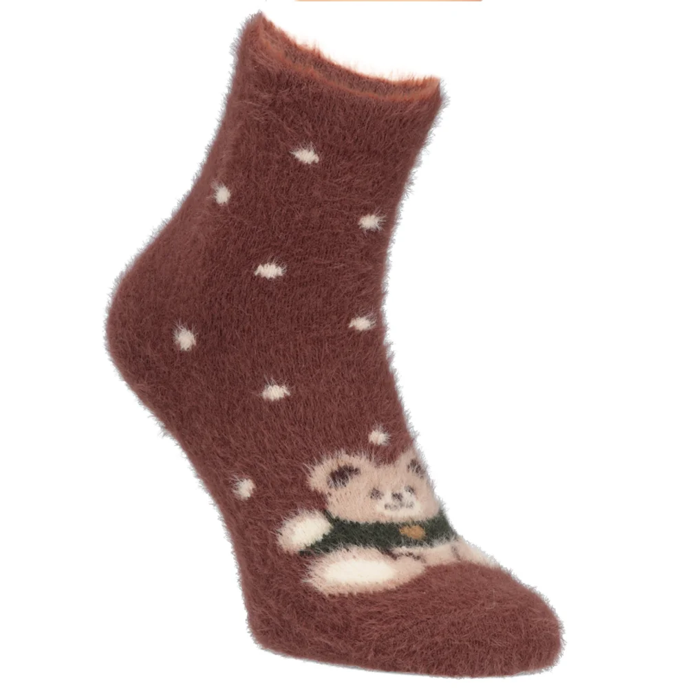 Women's Socks brown bear+dots