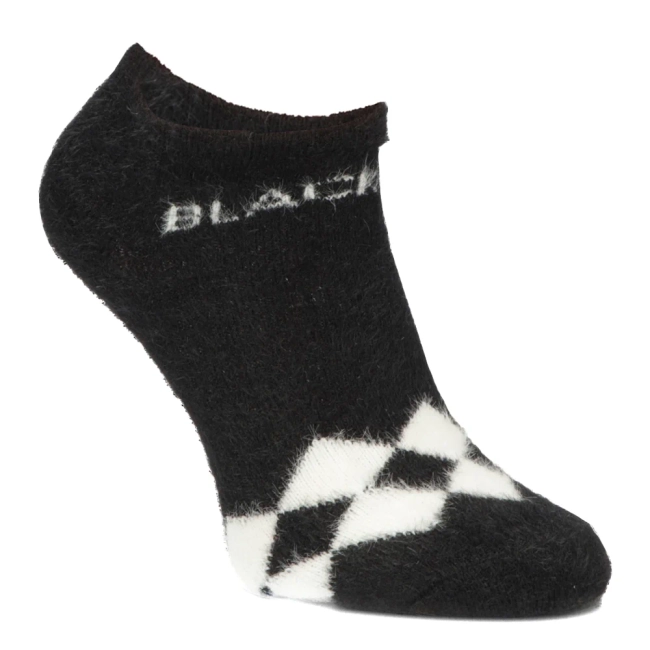 Women's short socks black rhomboids