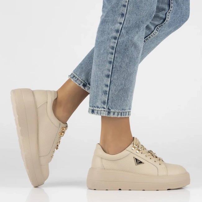 Leather sneakers Filippo DP6382/24 BE beige