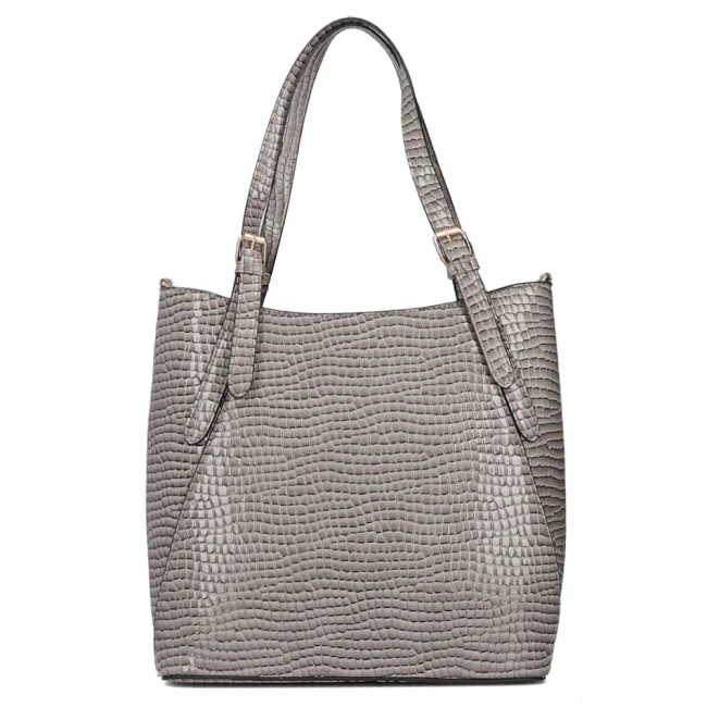 Szara torebka shopper grey croco