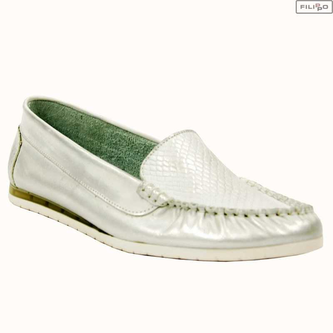 Moccasins LEMAR 10006 wiped silver +reptile 8022685