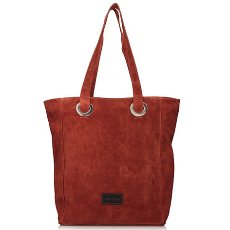 Torebka Toscanio Shopper Zamszowa C117 ciemna beżowa