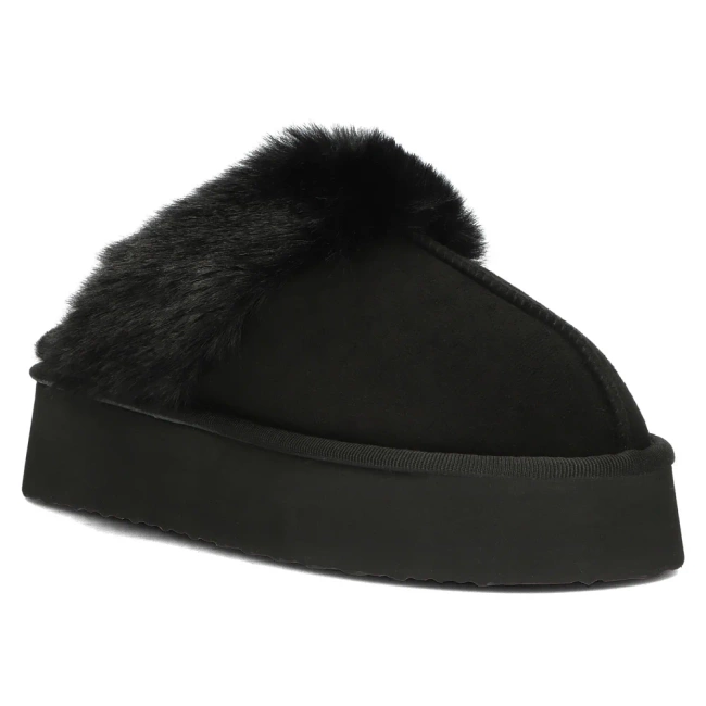 Fur slippers ZH-206 black