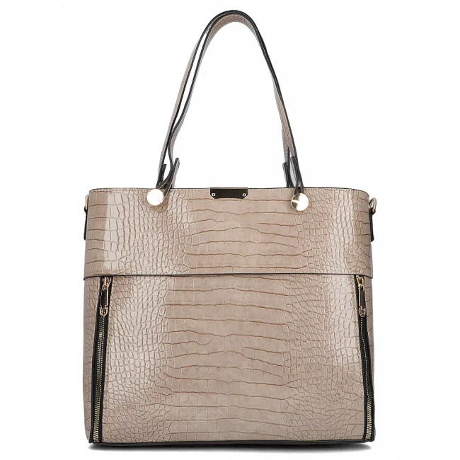 Szara torebka shopper croc effect