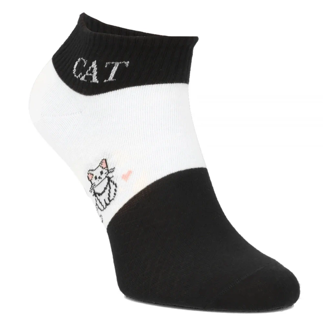 Women's Socks L604-7 white black cat