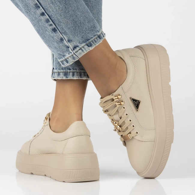 Leather sneakers Filippo DP6382/24 BE beige