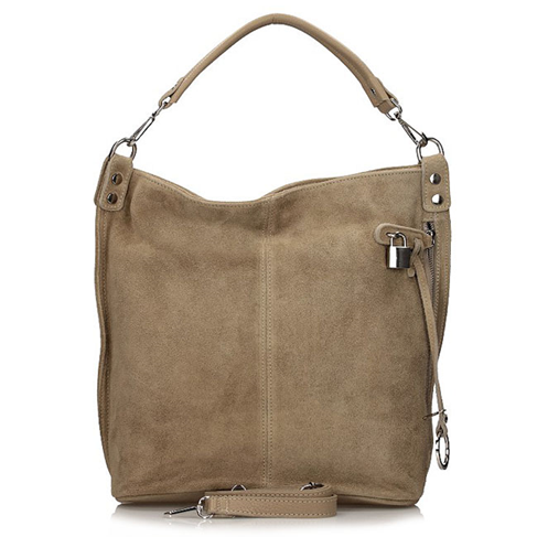 Torebka Toscanio Hobo Zamszowa C147 beżowa