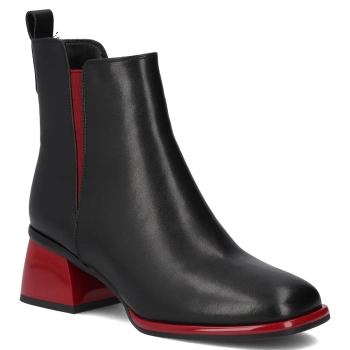 Skórzane botki na obcasie Filippo DBT7374/26 BK RD czarne