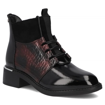 Skórzane botki na obcasie Filippo DBT7275/25 BG bordowe