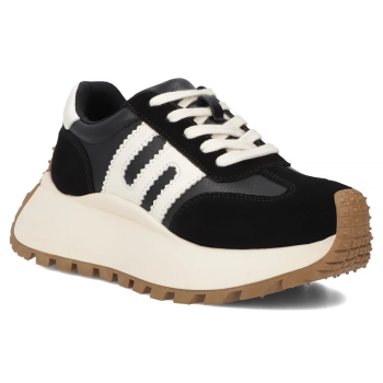 Skórzane sneakersy Filippo DP7511/26 BK BE czarne