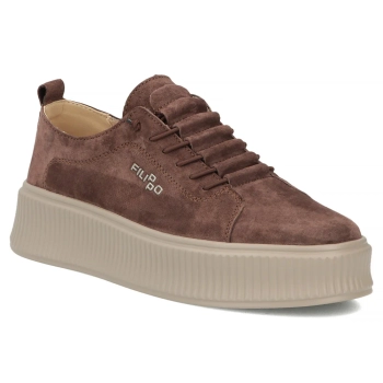 Skórzane sneakersy Filippo DP8343/26 D BR ciemnobrązowe