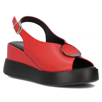 Skórzane sandały na koturnie Filippo DS6074/24 RD czerwone