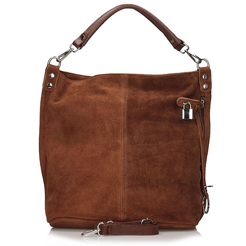 Torebka Toscanio Hobo Zamszowa C147brązowa